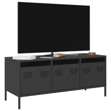 Dulap TV, negru, 101,5x39x43,5 cm, oțel laminat la rece - Img 1