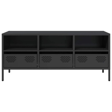 Dulap TV, negru, 101,5x39x43,5 cm, oțel laminat la rece - Img 4