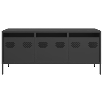 Dulap TV, negru, 101,5x39x43,5 cm, oțel laminat la rece - Img 4
