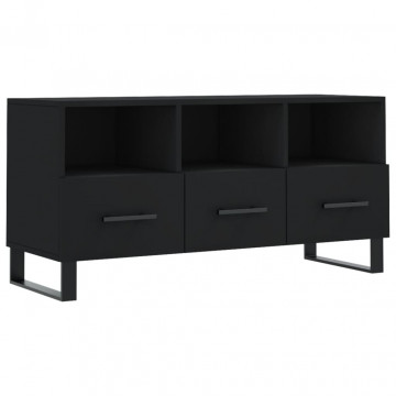 Dulap TV, negru, 102x36x50 cm, lemn prelucrat - Img 2