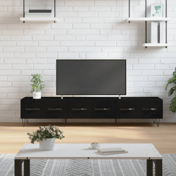 Dulap TV, negru, 150x36x30 cm, lemn prelucrat - Img 1