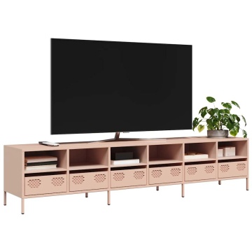 Dulap TV, roz, 202x39x43,5 cm, oțel laminat la rece - Img 1