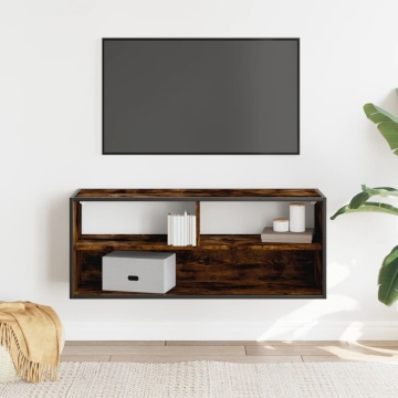 Dulap TV stejar fumuriu 100x31x39,5 cm, lemn prelucrat și metal - Img 3