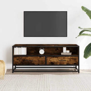 Dulap TV stejar fumuriu, 100x34,5x40 cm lemn prelucrat și metal - Img 3
