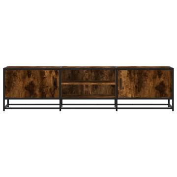 Dulap TV stejar fumuriu, 160x35x41 cm lemn prelucrat și metal - Img 4