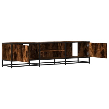 Dulap TV stejar fumuriu, 160x35x41 cm lemn prelucrat și metal - Img 6