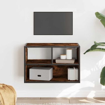 Dulap TV stejar fumuriu, 60x31x39,5 cm, lemn prelucrat și metal - Img 3