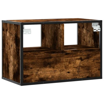 Dulap TV stejar fumuriu, 60x31x39,5 cm, lemn prelucrat și metal - Img 5
