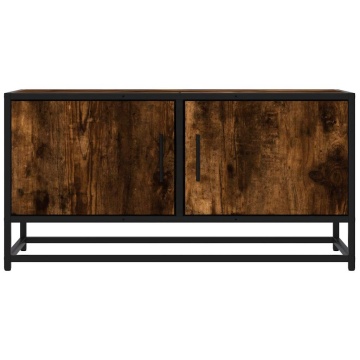 Dulap TV stejar fumuriu, 80x34,5x40 cm, lemn prelucrat și metal - Img 4