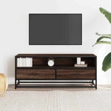 Dulap TV, stejar maro, 100x34,5x40 cm, lemn prelucrat și metal - Img 3