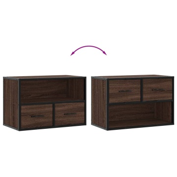 Dulap TV, stejar maro, 60x31x39,5 cm, lemn prelucrat și metal - Img 6