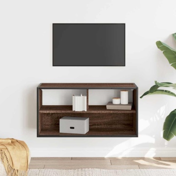 Dulap TV, stejar maro, 80x31x39,5 cm, lemn prelucrat și metal - Img 3