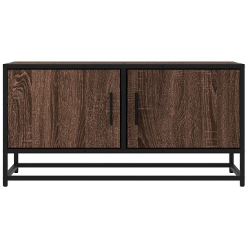 Dulap TV, stejar maro, 80x34,5x40 cm, lemn prelucrat și metal - Img 4