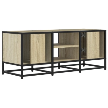 Dulap TV, stejar sonoma, 100x35x41 cm, lemn prelucrat și metal - Img 5