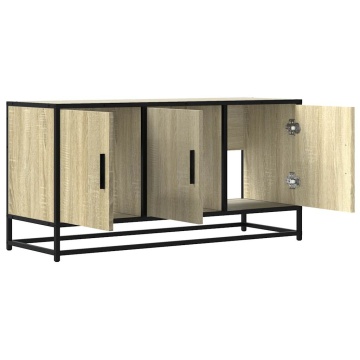 Dulap TV stejar sonoma, 100x35x50 cm lemn prelucrat și metal - Img 6