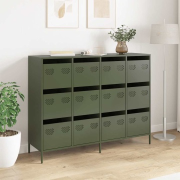 Dulap, verde măsliniu, 135x39x103,5 cm, oțel laminat la rece - Img 3