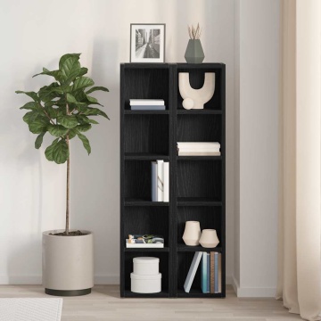 Dulapuri CD-uri 2 buc Stejar negru 21x16x93,5 cm Lemn prelucrat - Img 3