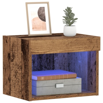 Dulapuri de perete cu LED-uri, 2 buc., lemn vechi, 40x30x30 cm - Img 3