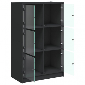 Dulapuri înalte cu uși, negru, 68x37x109 cm, lemn prelucrat - Img 5