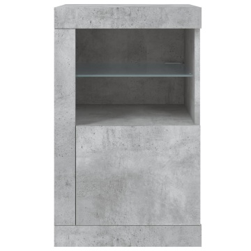 Dulapuri laterale cu lumini LED 2 buc. gri beton lemn prelucrat - Img 7