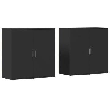 Dulapuri, negru, 2 buc., 79x38x80 cm, lemn prelucrat - Img 2