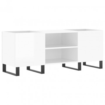 Dulapuri pentru discuri alb lucios 121x38x48 cm, lemn prelucrat - Img 2