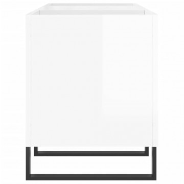Dulapuri pentru discuri alb lucios 121x38x48 cm, lemn prelucrat - Img 8