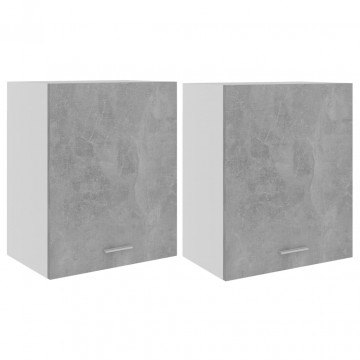 Dulapuri suspendate, 2 buc., gri beton, 50x31x60 cm, PAL - Img 2