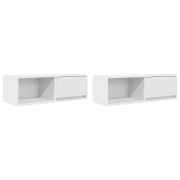 Dulapuri TV 2 buc Alb 80x31x25,5 cm Lemn prelucrat - Img 2