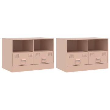Dulapuri TV 2 buc Roz 67x39x44 cm Otel - Img 2
