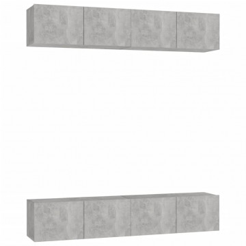 Dulapuri TV, 4 buc., gri beton, 80x30x30 cm, lemn prelucrat - Img 2