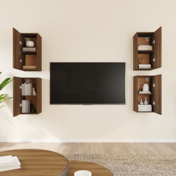 Dulapuri TV, 4 buc., stejar maro, 30,5x30x60 cm, lemn prelucrat - Img 3