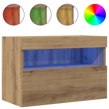 Dulapuri TV cu Lumini LED 2 buc Artisan Stejar 60x30x40 cm - Img 4