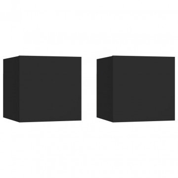 Dulapuri TV montaj pe perete, 2 buc., negru, 30,5x30x30 cm - Img 2