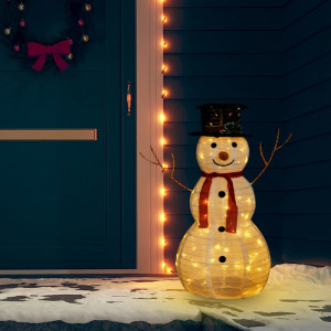 Figurină decorativă Crăciun om de zăpadă LED țesătură lux 90 cm - Img 1