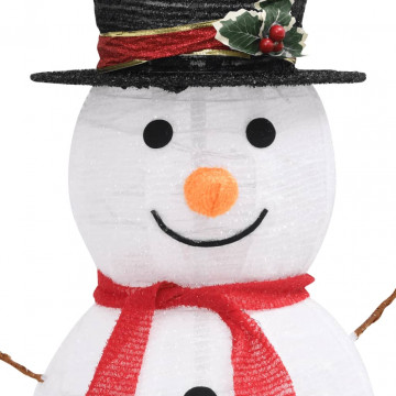 Figurină decorativă Crăciun om de zăpadă LED țesătură lux 90 cm - Img 5