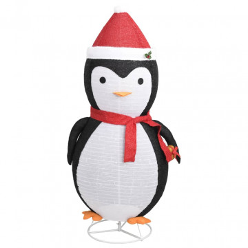 Figurină pinguin decorativă Crăciun, LED, 180 cm, țesătură lux - Img 4