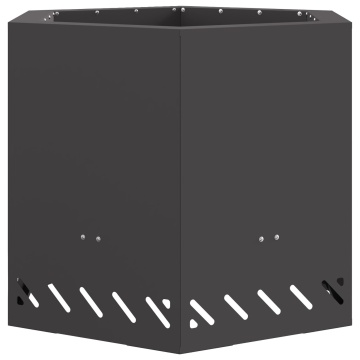 Focar Fără Fum Hexagonal Negru 58x58x51 cm Oțel - Img 2