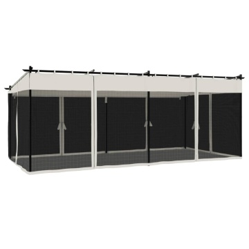 Foișor cu pereți din plasă, crem, 6x3 m, oțel - Img 5