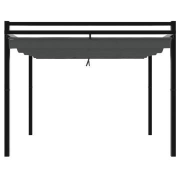 Foișor de grădină acoperiș retractabil antracit 3x3 m aluminiu - Img 4