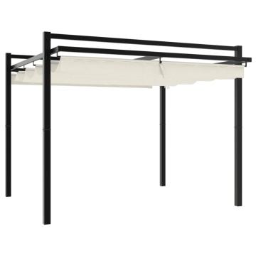 Foișor de grădină acoperiș retractabil crem 3x3 m aluminiu - Img 2