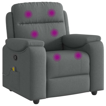 Fotoliu de masaj rabatabil, gri închis, material textil - Img 5