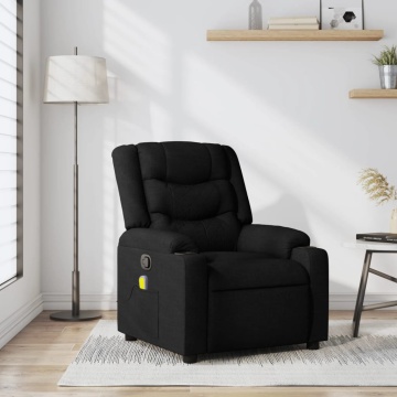 Fotoliu de masaj rabatabil, negru, material textil - Img 1