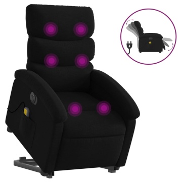 Fotoliu electric de masaj rabatabil cu ridicare, negru, textil - Img 2