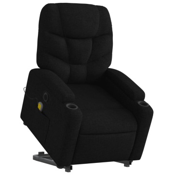 Fotoliu electric de masaj rabatabil cu ridicare, negru, textil - Img 3