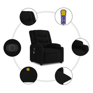 Fotoliu electric de masaj rabatabil cu ridicare, negru, textil - Img 7