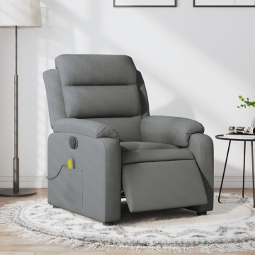 Fotoliu electric de masaj rabatabil, gri închis, textil - Img 1