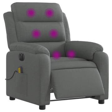 Fotoliu electric de masaj rabatabil, gri închis, textil - Img 3