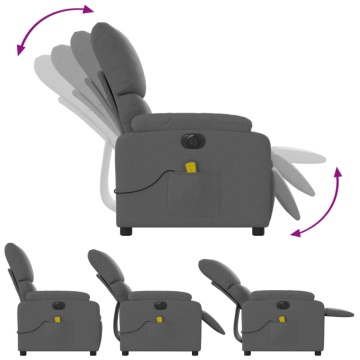 Fotoliu electric de masaj rabatabil, gri închis, textil - Img 6