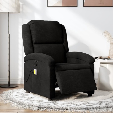 Fotoliu electric de masaj rabatabil, negru, textil - Img 1